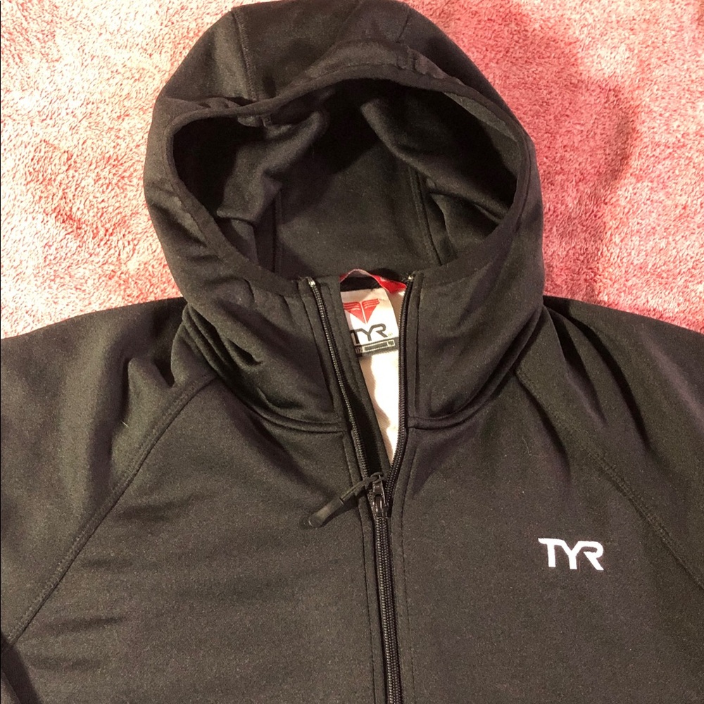 TYR Black Full-Zip Hoodie MENS Large